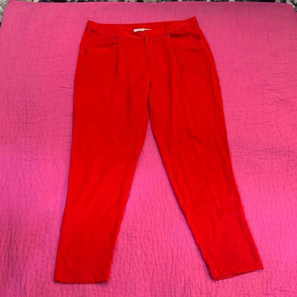 Joie Red silk pants, US6